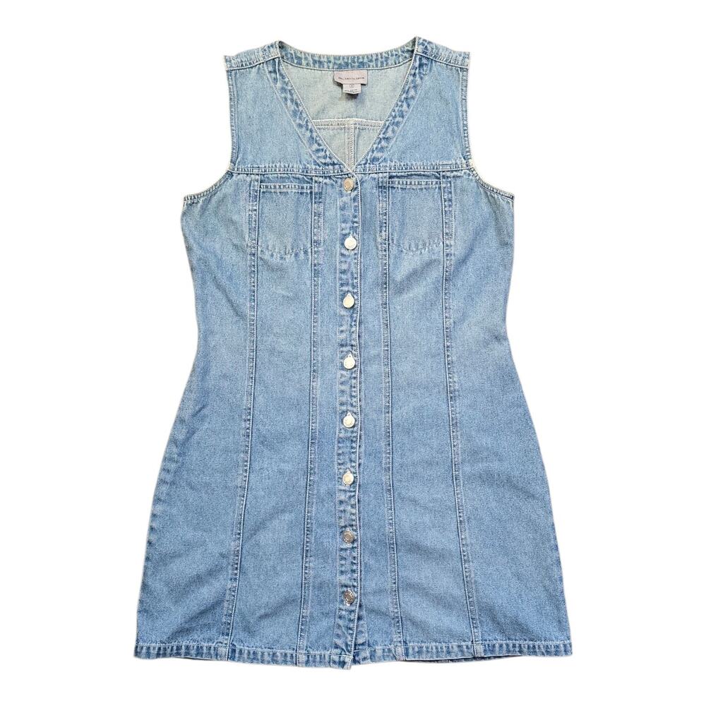 True Vintage Paul Harris Denim Button Down Vest Dress 90s Grunge Indie Medium